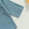 Gueuusu Baby Boy Fall Winter Clothes Toddler Cotton Linen Long Sleeve Button Up Shirt Elastic Waist Pants Set Casual Outfit (Blue, 6-12 Months) view 4