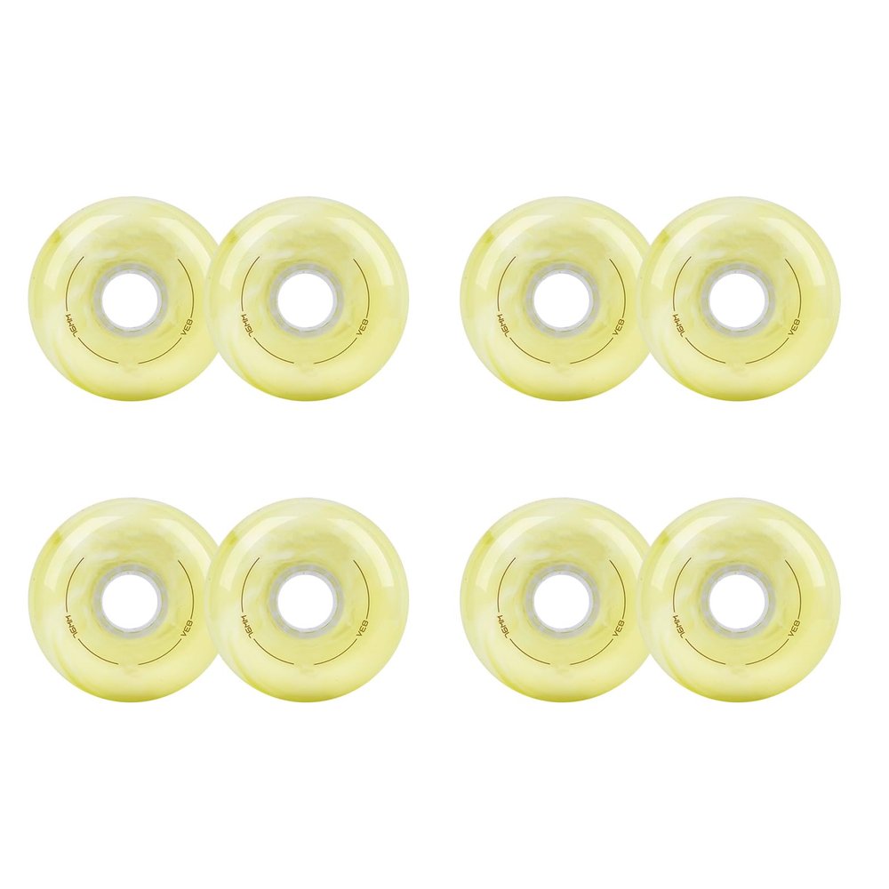 JHKJ 8 Pack Inline Wheels with Bearing ABEC-9 for Indoor Outdoor 68mm 72mm 76mm 80mm Hardness 83A Inline Replacement Wheels,Yellow,68mm