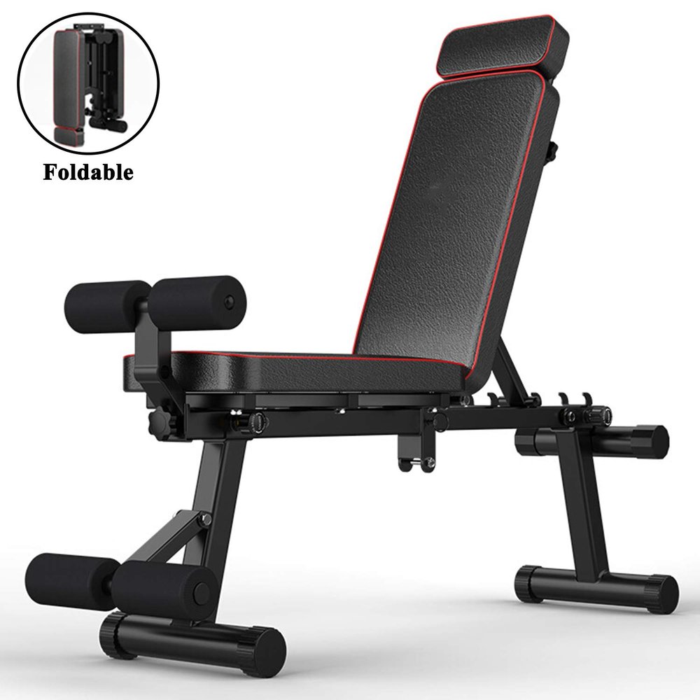 REMYS Adjustable Weight Bench Workout Bench Multifunctional Weight Bench Training Bench, Utility Weight Benches for Full Body Workout, Foldable Incline/Decline FID Bench Press for Home Gym