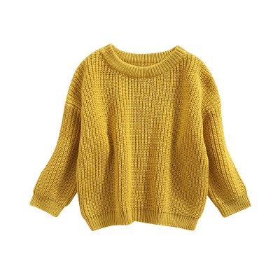 Karwuiio Toddler Baby Round Neck Sweaters, Winter Warm Long Sleeve Candy Color Knit Pullovers (Yellow, 12-18 Months)