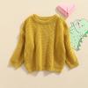 Karwuiio Toddler Baby Round Neck Sweaters, Winter Warm Long Sleeve Candy Color Knit Pullovers (Yellow, 12-18 Months) view 2