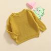 Karwuiio Toddler Baby Round Neck Sweaters, Winter Warm Long Sleeve Candy Color Knit Pullovers (Yellow, 12-18 Months) view 3