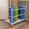 Katzowen White Foam Roller and Yoga Mat Storage Cart, Metal Exercise Barre Mats Organizer for Club Studio Gym, Holds 12 Yoga Mats view 2