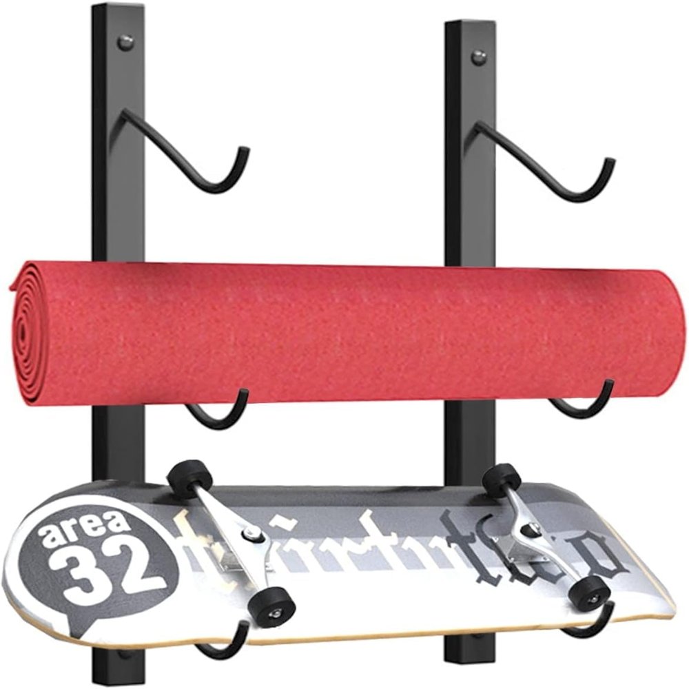 Katzowen Multi-Purpose Storage Carrier Skateboard Hanger Longboard Wall Mount, for Skis, Snowboards, Fishing Rods, Wakeboards, Scooters, Workout Mats & More (Size : 3-Shelf)