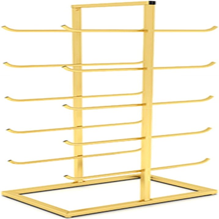 Katzowen Yoga Mat/Foam Roller Holder with Hooks - High 130cm Metal Workout Mat Storage Rack for 20 Towel/Rugs - Home Fitness Center Garage (Color : Gold)