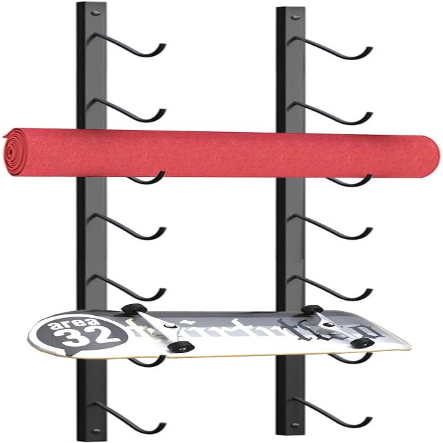 Katzowen Multi-Purpose Storage Carrier Skateboard Hanger Longboard Wall Mount, for Skis, Snowboards, Fishing Rods, Wakeboards, Scooters, Workout Mats & More (Size : 7-Shelf)