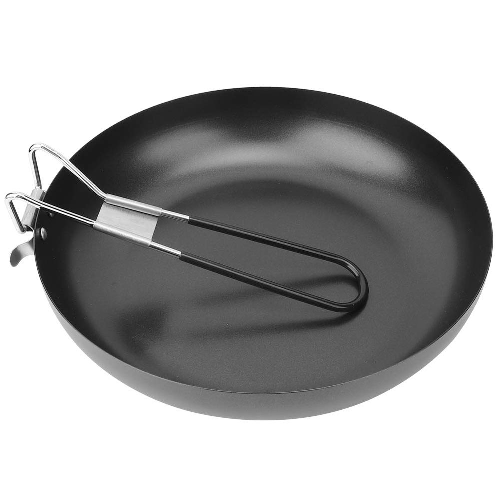 Outdoor Camp Fry Pan Folding Handle Stainless Outdoor Portable Pan Foldable Camping Cookware Non Stick Pan Cooking Frying Camping Picnic Hiking Utensils
