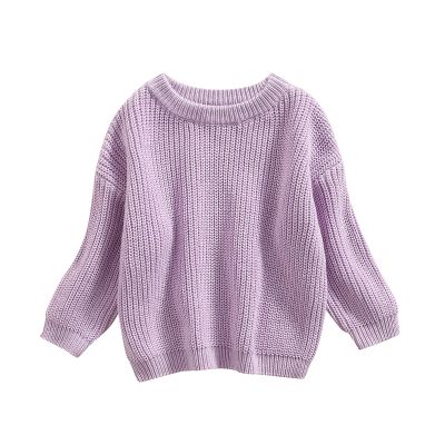 Karwuiio Toddler Baby Girl Boy Knit Sweater Round Neck Long Sleeve Pullover Sweatshirt Fall Winter Clothes (Light Purple, 3-4 Years)