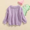 Karwuiio Toddler Baby Girl Boy Knit Sweater Round Neck Long Sleeve Pullover Sweatshirt Fall Winter Clothes (Light Purple, 3-4 Years) view 2