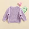 Karwuiio Toddler Baby Girl Boy Knit Sweater Round Neck Long Sleeve Pullover Sweatshirt Fall Winter Clothes (Light Purple, 3-4 Years) view 3