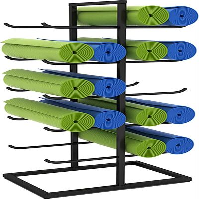 Katzowen Extra Large Capacity Yoga Mat Holder, Black 5-Level Foam Roller Stand for Resistance Bands/Yoga Mats, Hold 20 Exercise Mats (Color : Black)
