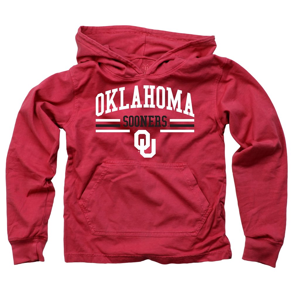 Wes and Willy College Jersey Kids (4-7) Long Sleeve Hooded T-Shirt (Oklahoma Sooners Red, 4)