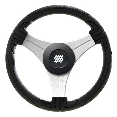 Uflex USTICA-B/S Ustica Steering Wheel - Black Poly Grip with Silver Spokes, 13.8", (350mm)