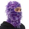 ROXUN Distressed Ski Mask Balaclava, Yeat Shiesty Fluffy Knitted Full Face Mask for Men/Women Purple Mixed view 1