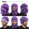 ROXUN Distressed Ski Mask Balaclava, Yeat Shiesty Fluffy Knitted Full Face Mask for Men/Women Purple Mixed view 2