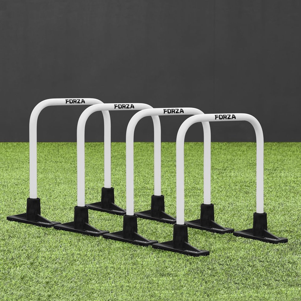 FORZA Pro Soccer Passing Arcs | Set of 4 Elite-Level Soccer Targets to Enhance Passing Techniques & Accuracy - Optional Carry Bag & Bases (White, with Bases, Without Carry Bag)