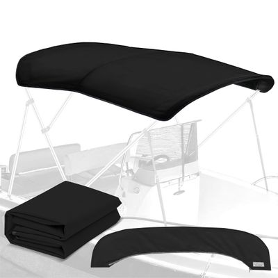 Universal 4 Bow Bimini Top Replacement Canvas, Bimini Top Canvas Only with Zip-On Storage Boot, 900D Marine Grade, Waterproof, Fadeproof Sun Shade Boat Canopy, No Frame, 85-90" W, Black