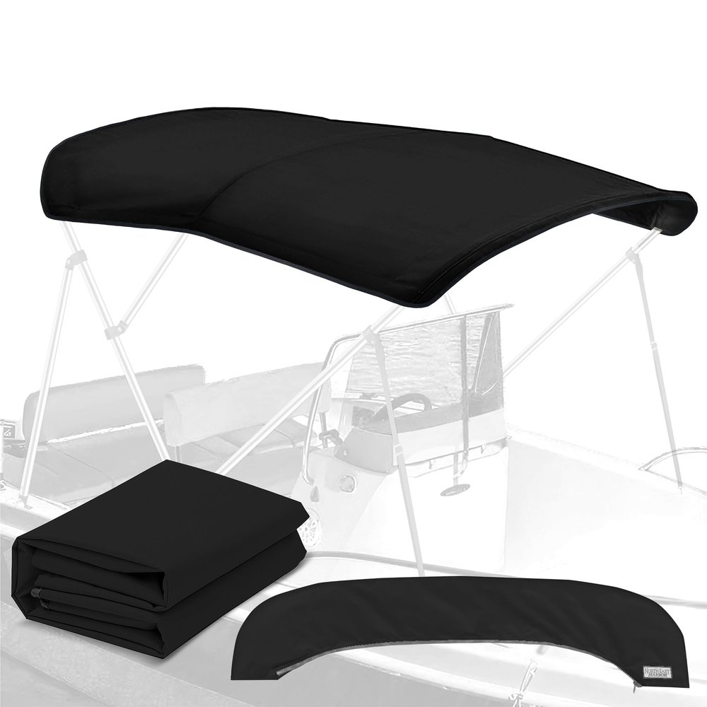 Universal 4 Bow Bimini Top Replacement Canvas, Bimini Top Canvas Only with Zip-On Storage Boot, 900D Marine Grade, Waterproof, Fadeproof Sun Shade Boat Canopy, No Frame, 85-90" W, Black
