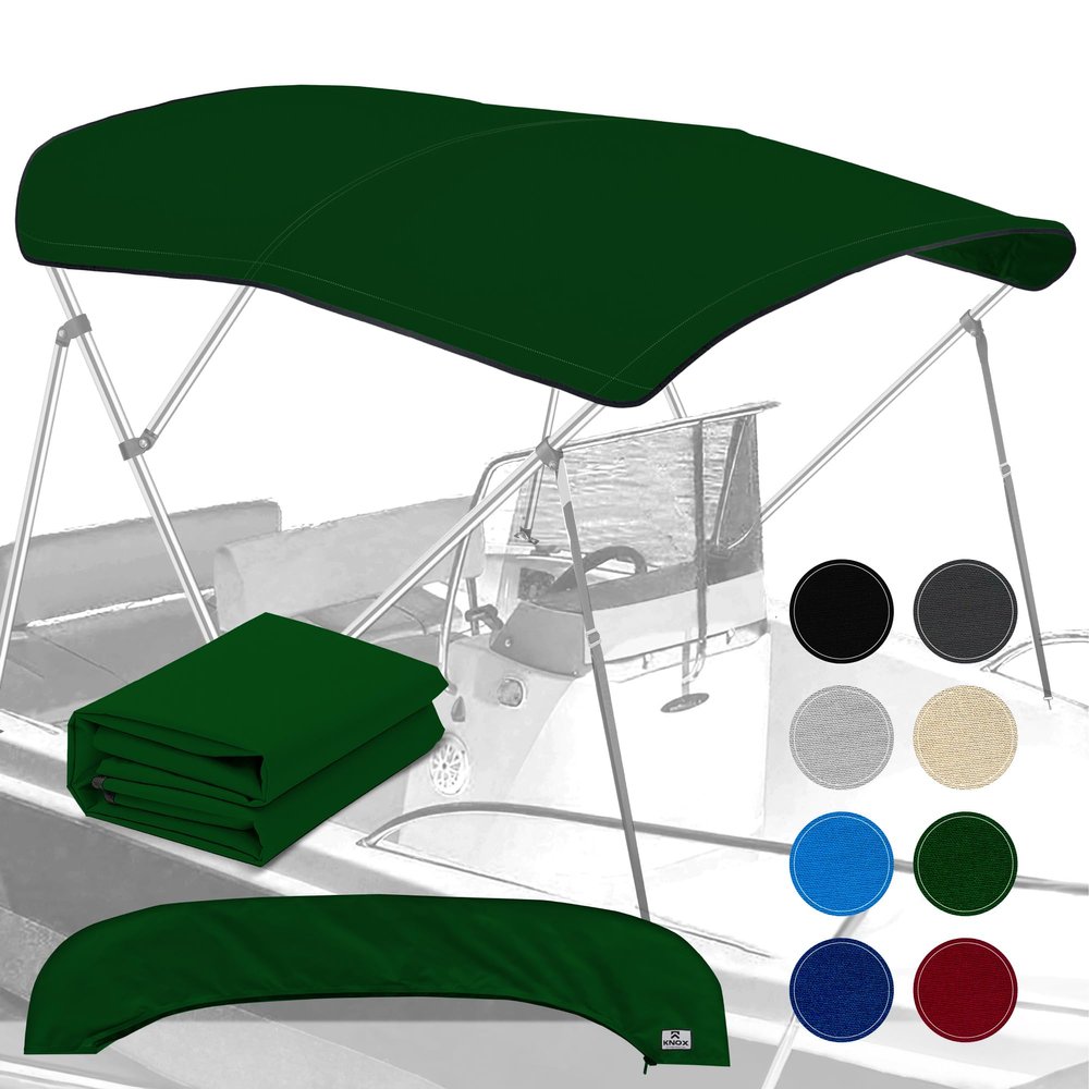 Universal 3 Bow Bimini Top Replacement Canvas, Bimini Top Canvas Only with Zip-On Storage Boot, 900D Marine Grade, Waterproof, Fadeproof Sun Shade Boat Canopy, No Frame, 54-60" W, Hunter Green