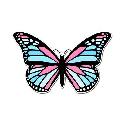 Dark Spark Decals TransMasc Monarch Butterfly, Hidden LGBTQ+ Flag LGBTQ+ Flag - 3 Inch Full Color Vinyl Decal for Indoor or Outdoor use, Cars, Laptops, Dcor, Windows, and More
