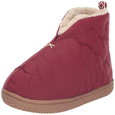 Dearfoams Men's Indoor/Outdoor Warm Up Bootie Slipper, Cabernet, Small