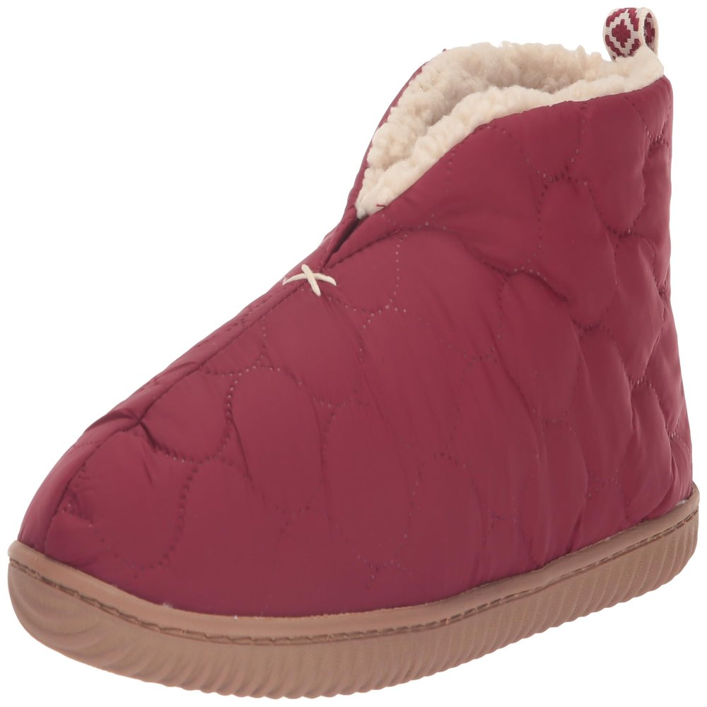 Dearfoams Men's Indoor/Outdoor Warm Up Bootie Slipper, Cabernet, Small