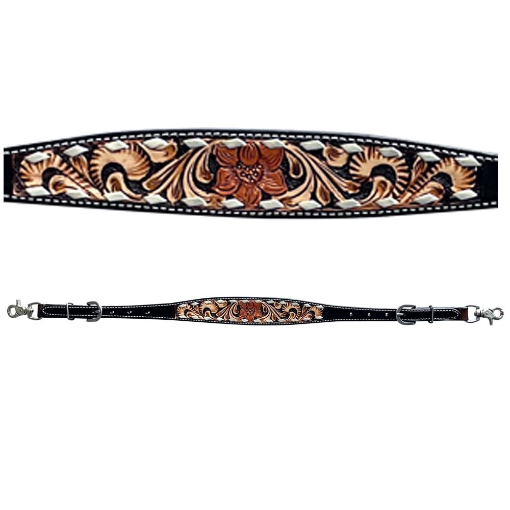 BAR H EQUINE Floral Hand Carved Horse Western Leather Wither Straps | Strap for Horses