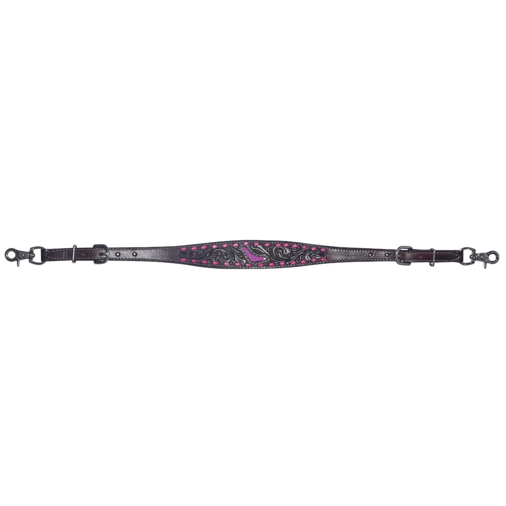 BAR H EQUINE Premium Hand Tooled Leather Wither Strap Stainless Steel Hardware | Western Straps for Horses