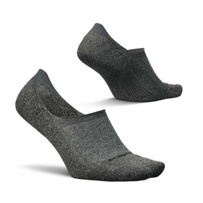 Feetures Elite Light Cushion Invisible Socks - Anti-Slip Sport Sock Liner with Targeted Compression - Gray, M (1 Pair)