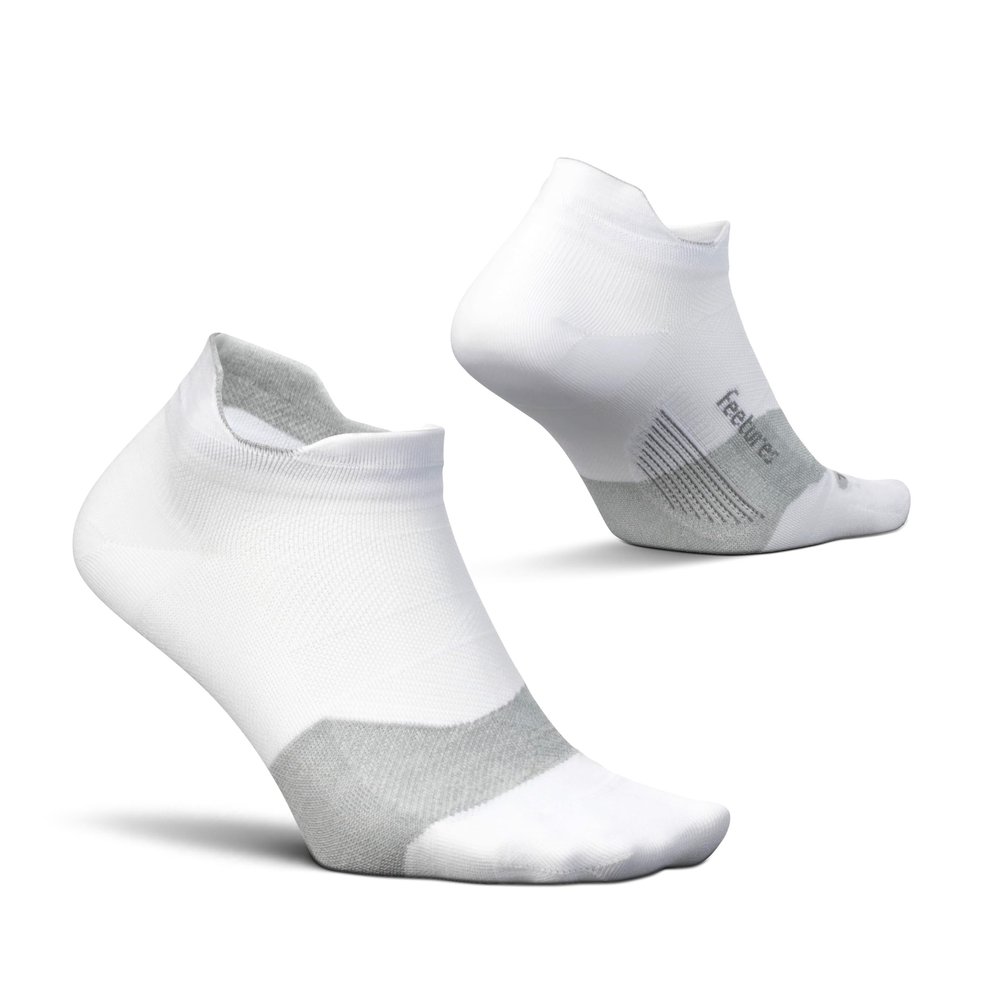 Feetures Elite Ultra Light Cushion Ankle Socks - Sport Sock with Targeted Compression - New White, M (1 Pack)
