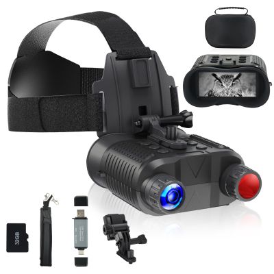 Head-Mounted Night Vision Goggles - lovpo Rechargeable Digital Infrared Night Vision Binoculars 1312FT 2.7" Screen Night Vision Goggles with Head Strap &32GB SD card and Card Reader for Hunting,Adults