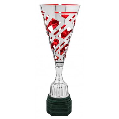 Trophymonster Silver and Red Laser Cup | for Club, School & Presentations | Free Engraving 3 Sizes