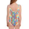 Rainbow Mosaic Girls Youth One-Piece Swimsuit view 2