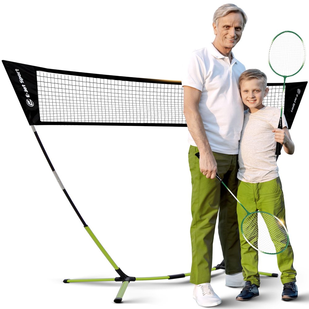 Badminton Net, Portable & Instant Setup (Tool Free Assembly) - Backyard Fun, Beach Park Picnic Outdoor Games, Green, 5.1 x 7.8Ft