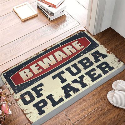 Door Mat Rug Beware of Tuba Player Rug Door Mat for Outside Entry Room Decore (Size : 40X60CM)