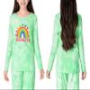 Beezizac Trendy Tie Dye Pajama Set for Little & Big Girls - Rainbow Graphic Long Sleeves & Pants PJ Set Size 4T view 2
