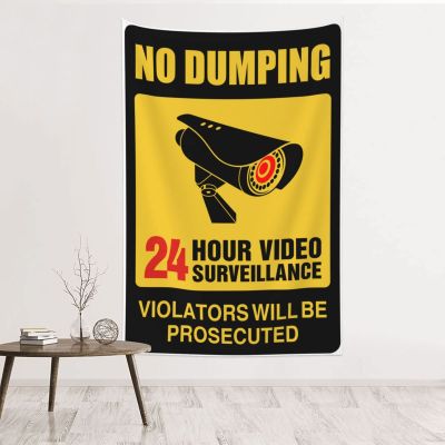 Abipuir Outdoor Bar Accessories Decor Video Surveillance Signs, No Trespassing Violators Will Be Prosecuted Tapestry Beer Decorations For Man Cave Tapestry For Men (Size : 75X100CM)