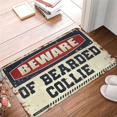 Autumn Door Mats Outdoor Beware of Bearded Collie Rug Home Mats for Front Door Large Door Mats Outdoor (Size : 40X60CM)