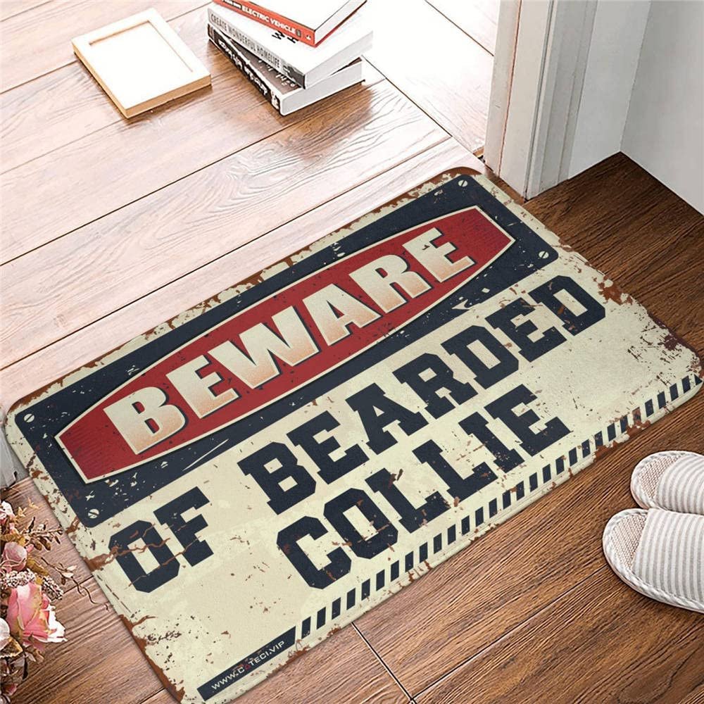 Autumn Door Mats Outdoor Beware of Bearded Collie Rug Home Mats for Front Door Large Door Mats Outdoor (Size : 40X60CM)