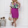 Jelly Brynn Women's Stripe Work Shirt Office Lady V-Neck Blouse Short Sleeve Loose Fit (as1, Alpha, l, Regular, Regular, Green) view 4