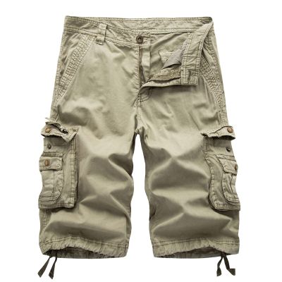 XUNRYAN Mens Bermuda Cargo Shorts with Multi Pockets Zipper Button Fly High Waist Hiking Running Short Pants Activewear