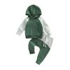 BOIBOKOKO Toddler Baby Boy Clothes Long Sleeve Block Color Hoodie Sweatshirt Top Casual Pants Cute Fall Winter Outfits (D-Green, 0-6 Months) view 1