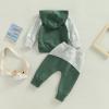 BOIBOKOKO Toddler Baby Boy Clothes Long Sleeve Block Color Hoodie Sweatshirt Top Casual Pants Cute Fall Winter Outfits (D-Green, 0-6 Months) view 2