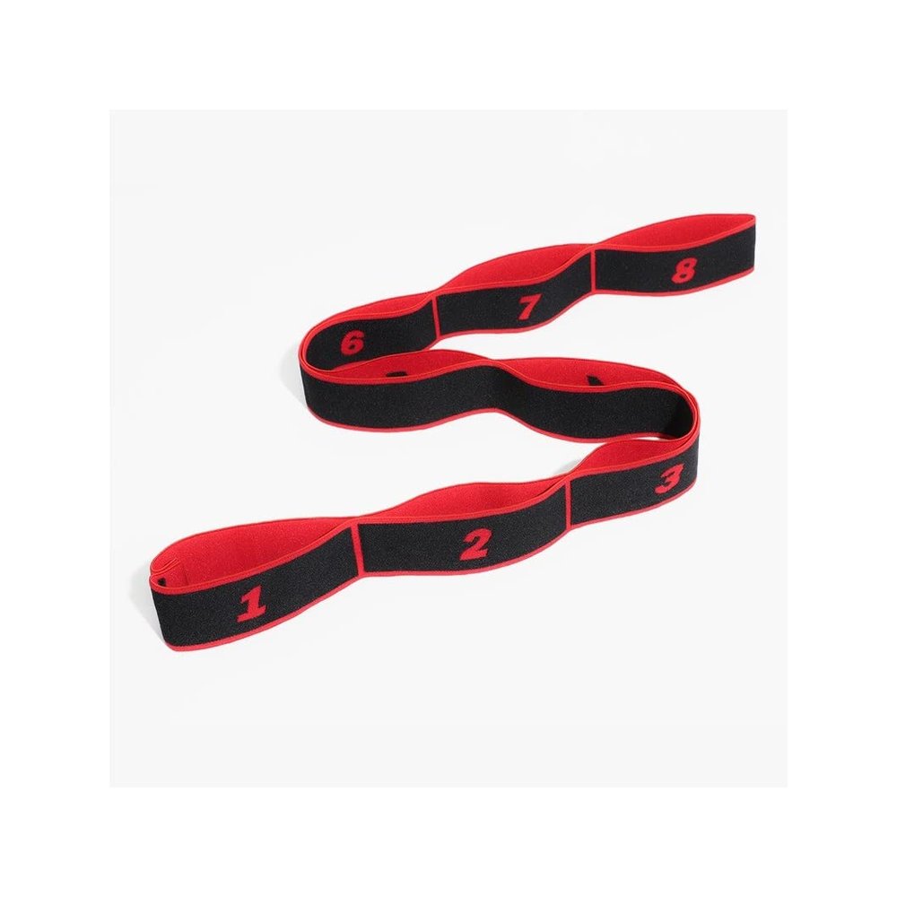 DANCOLOR Yoga Pull Strap Belt Polyester Elastic Dance Stretching Band Loop Yoga Pilates Gym Fitness Exercise Resistance Bands (Color : A-Red, Size : 85-105cm)