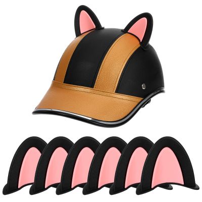 HOMSFOU 3 Pairs Cat Ears for Helmet Self Adhesive Kitten Cat Ears Style Attachments Cute Helmet Decors for Motorcycle Bicycle Scooter Helmets