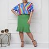 Jelly Brynn Women's Stripe Work Shirt Office Lady V-Neck Blouse Short Sleeve Loose Fit (as1, Alpha, s, Regular, Regular, Blue) view 3