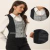 Allegra K Vintage Waistcoat Vest for Women's Plaid Button Down Work Dressy Vests Medium Black view 2