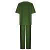 Womens 2 Piece Cotton Linen Beach Outfits Plus Size Button Down Blouses and Long Pants Suits Dressy Business Work Set view 2