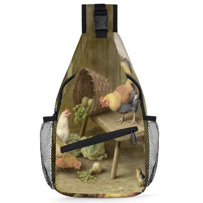 bisibuy Farm Chicken Rabbit Sling Bag for Women Men Crossbody Sling Backpack Shoulder Bag Chest Bag Daypack for Travel Hiking Outdoor