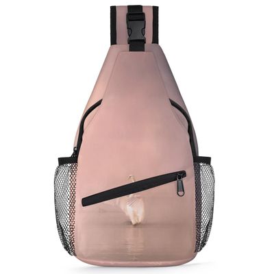 bisibuy Elegant Swan Water Powder Sling Bag for Women Men Crossbody Sling Backpack Shoulder Bag Chest Bag Daypack for Travel Hiking Outdoor